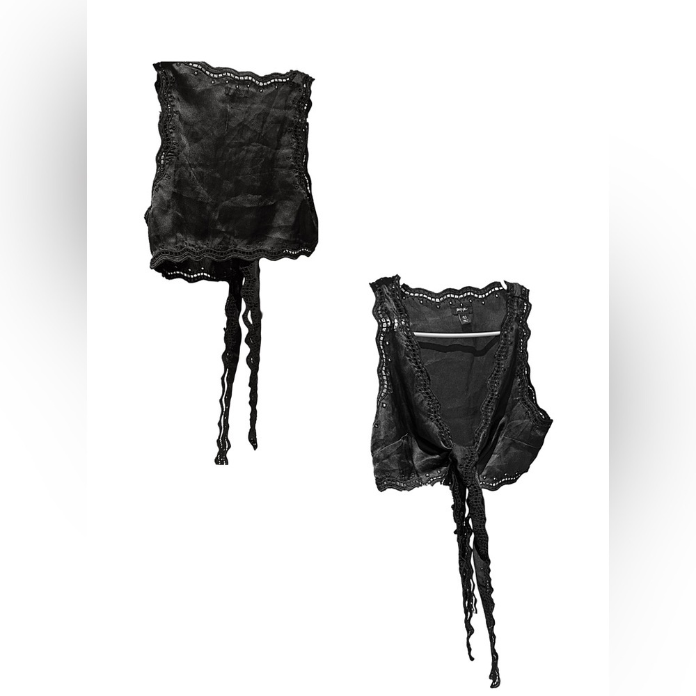NASTY GAL CUTWORK TIE FRONT CROP TANK - Picture 2 of 2